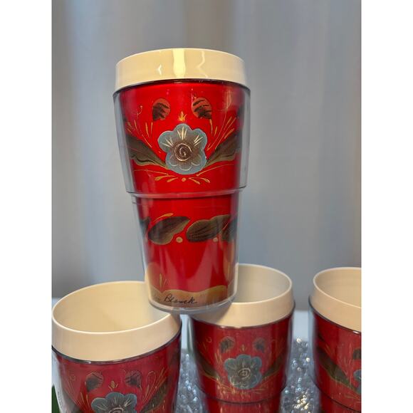 Scandinavian Floral Design 6 Insulated Tumblers Helen Blanck Retro Style Decor - Picture 2 of 9